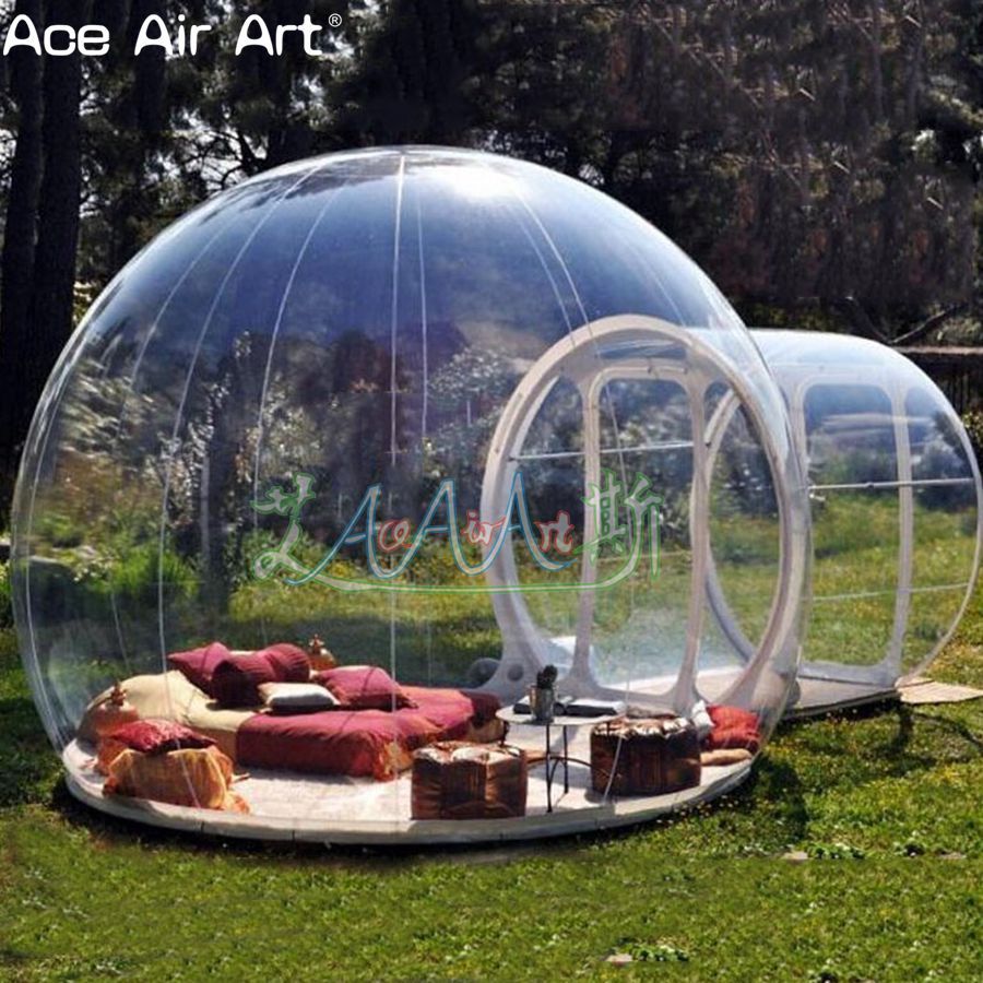 2019 Inflatable Transparent Bubble Tent With Tunnel For Camping High Quality Outdoor Tarvel
