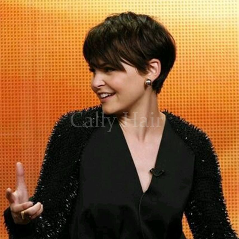 European Hair Capless Short Wig Pixie Cut None Lace Machine Made
