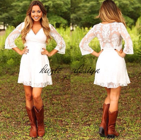 Discount Short Lace Cowgirls Country  Wedding  Dresses  With 