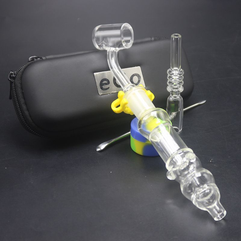 2018 Newest Ego Bag Set Clear Glass Pipe 10mm 14mm Quartz Tip Banger Spillproof Bubbler Dab Rig For Smoking