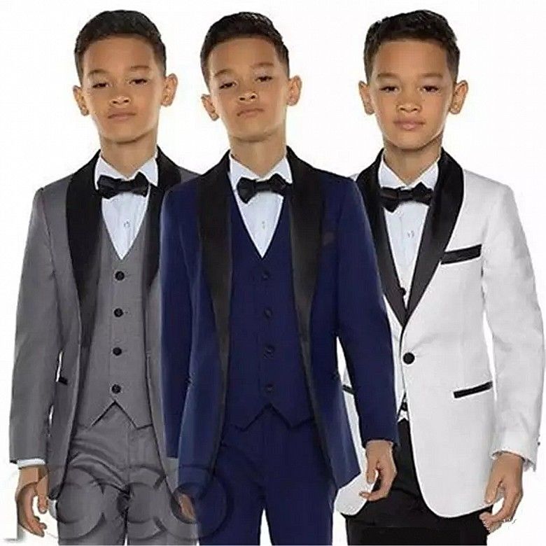 Boys Tuxedo Boys Dinner Suits Three Piece Boys Black Shawl Lapel Formal Suit Tuxedo For Kids