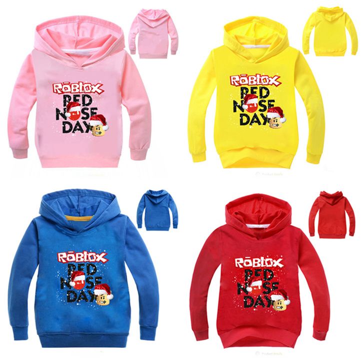 Spring Autumn Roblox T Shirt Kids Boys Sweatshirt Girls Clothing Red Nose Day Costume Hoodied Clothes Long Sleeve Tees Tops Le157 - 