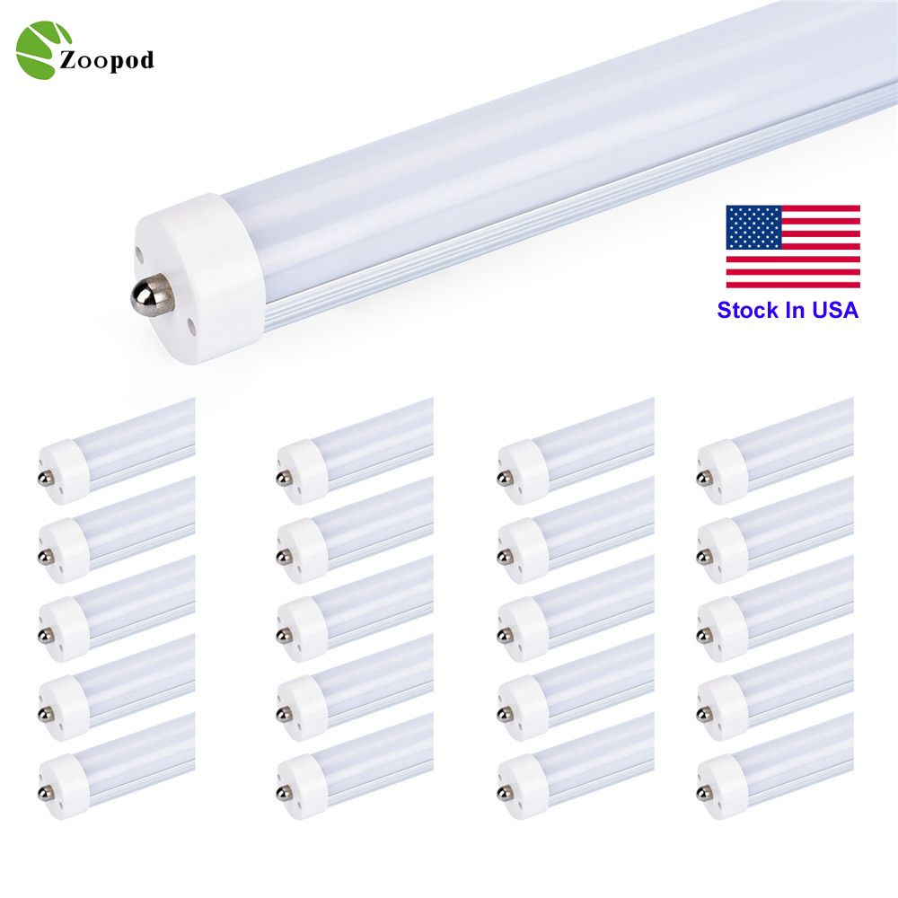 Zoopod 20 Pack 8FT T8 36W 6500K LED Light FA8 Single Pin Fluorescent