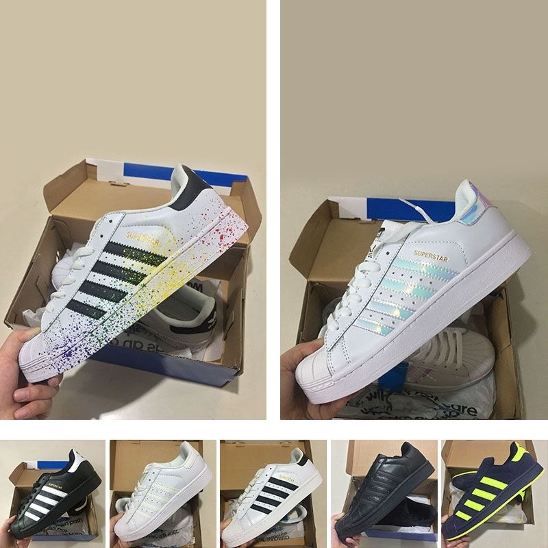 AD03,2 2018 Authentic Originals 80S Mans \u0026 Women s shoes Smith Classic white shoes genuine leather Gold Black Casual shoes