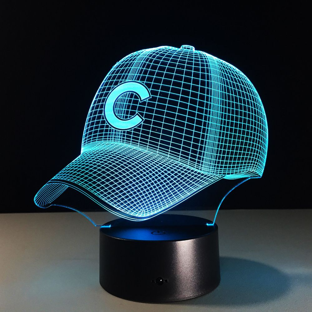 Baseball Team C Cap 3d Light Hiphop Hat Nightlight Led Desk Table Lamp For Kids Sleeping Sports Fan Best Gift