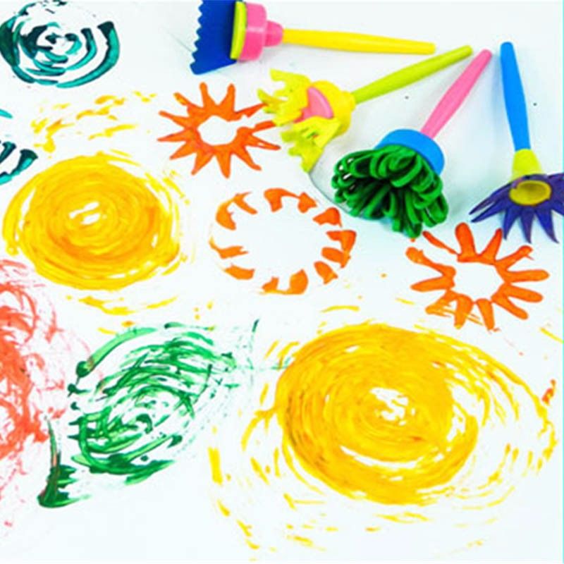 Factory Kids Drawing Toys DIY Painting Tools Creative Flower Stamp Sponge Brush Set Art Supplies For Children