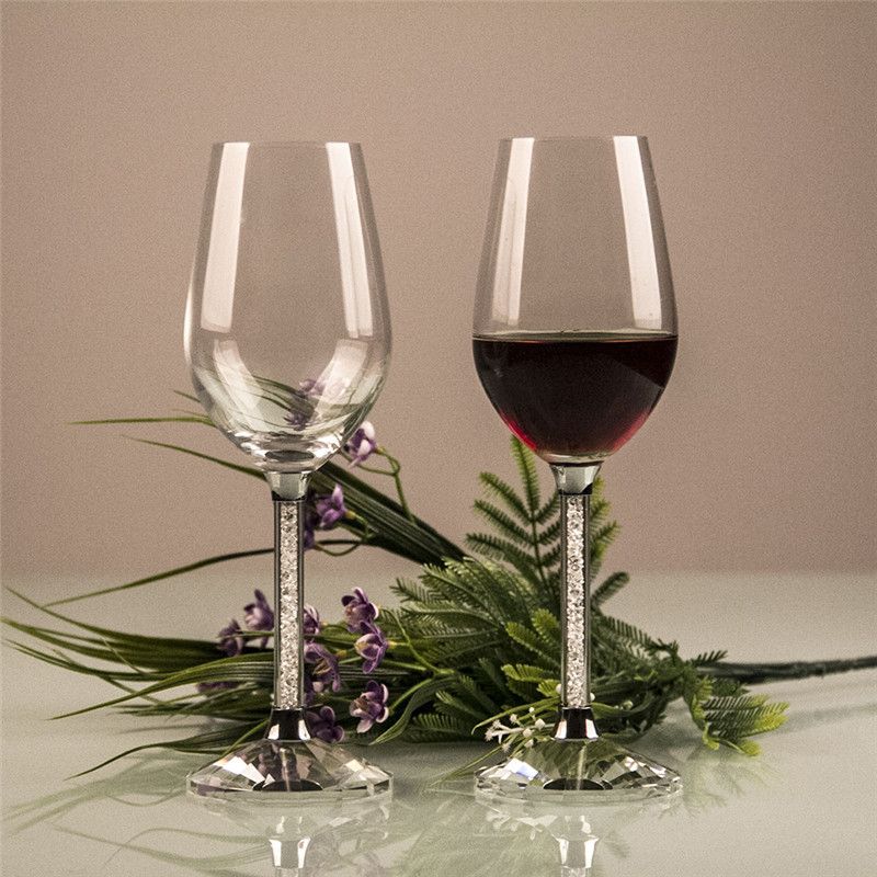 2019 Classic Wedding Wine Glass Cup With Rhinestone Filling Handle