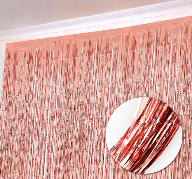 Metallic Foil Tinsel Fringe Curtain Door Rain Wedding Birthday Party Metallic Foil Tinsel Fringe Curtain Door Rain Wedding Birthday Party Decoration Backdrop Background Photo Props 2m Hawaiian Supplies Holiday