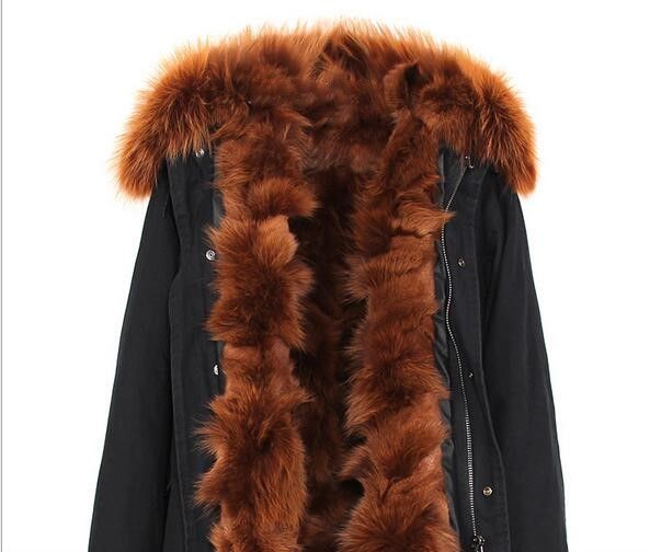 2020 Women Coats Jazzevar Brand Caramel Fur Trim Caramel Color Fox Fur