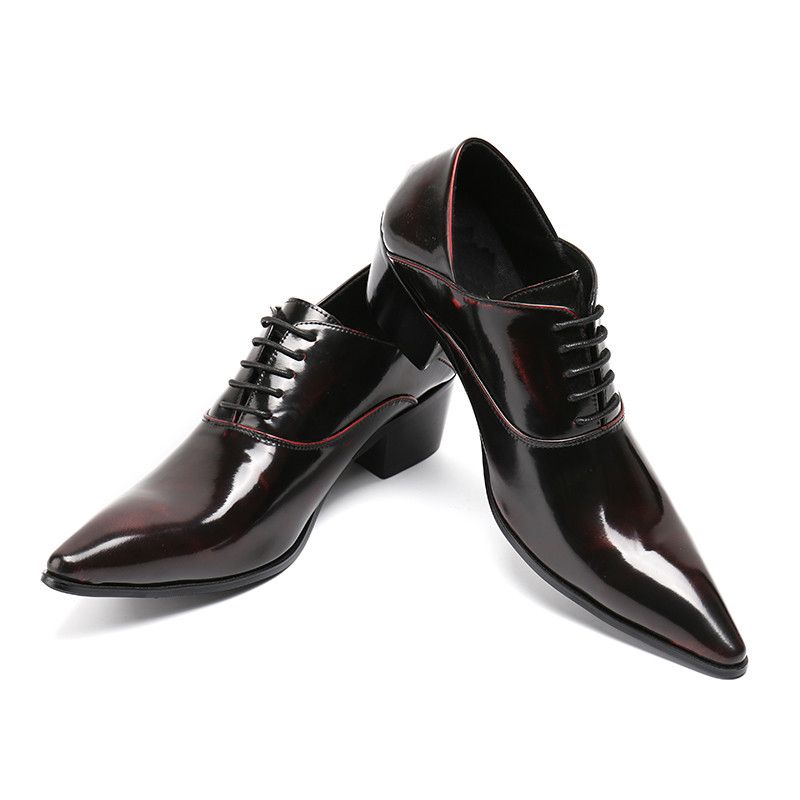 Mens Dress Shoes High Heels Leather Wedding Shoes Mens Formal Business ...