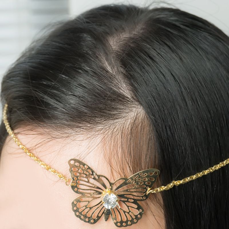 Metal Bezel Hairgrip Hair Chain Hairpins Headband Jewelry Wedding Leaf Butterfly Hair Clips Accessories For Bride Women Hairband Womens Hair Bows