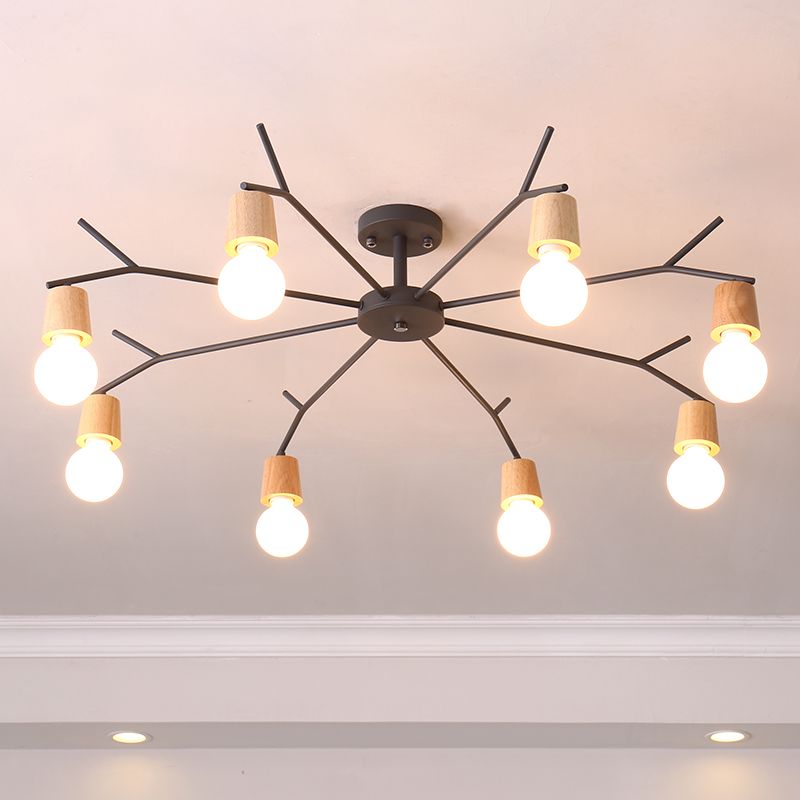 Nordic Ceiling Light Fixtures Bedroom Study Iron Lamp Modern Wooden Led For Living Room Fashionable Wood House Lighting Fixture
