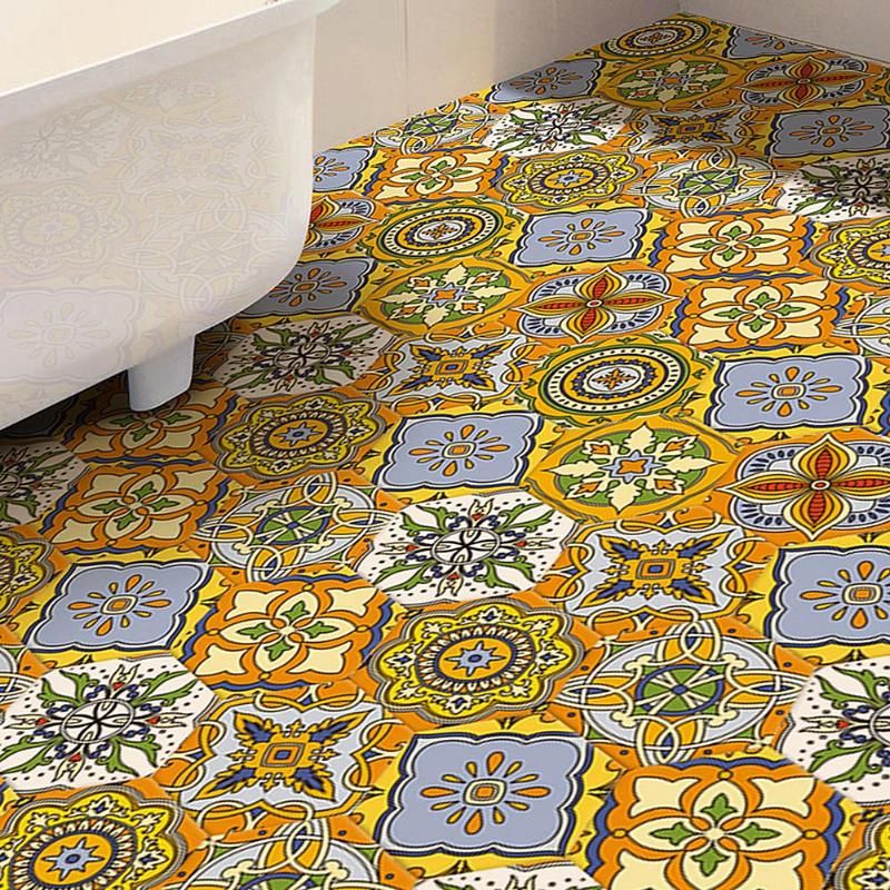 10pcs Waterproof Pvc Floor Tile Wall Stickers Antislip Wall Pasters Bedroom Living Room Bathroom Tile Stickers Home Decor