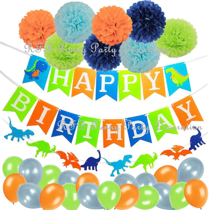 2019 Dinosaur Happy Birthday Banner Party Supplies Decorations Dino