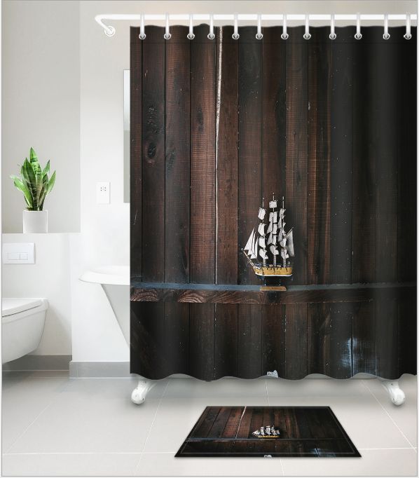 2019 3d Plank Boat Print Bath Shower Curtains Modern Style 2019 3d Plank Boat Print Bath Shower Curtains Modern Style Curtain For Bathroom Decor With 12 Hooks Floor Mats Sets From Paintingart2018
