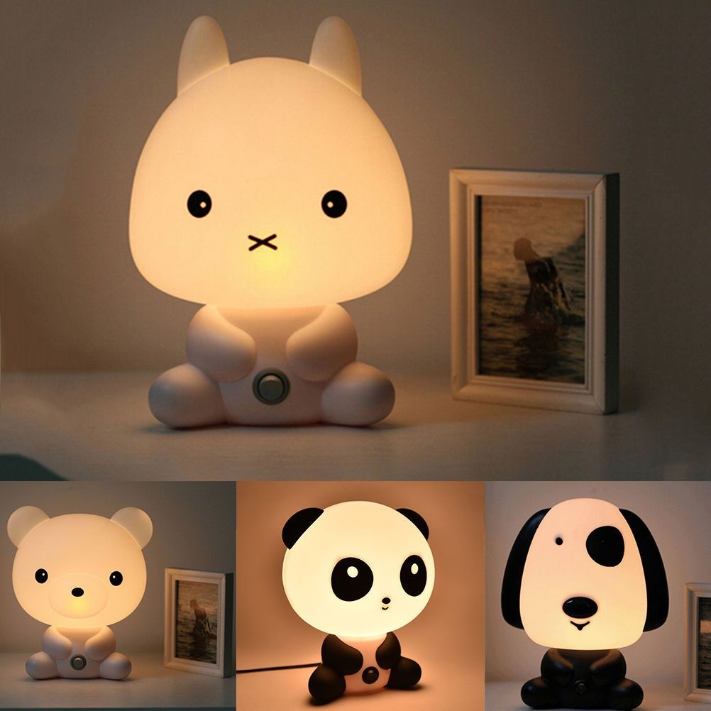 Fashion Adjustable Night Sleeping Lamp Baby Room Panda Rabbit Dog Cartoon Light Kids BedLamp Lovely Warm Light Bed Lantern Sleeping Light Cartoon Light