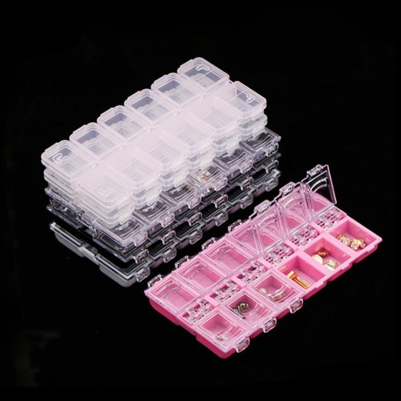 2020 12 Grids Clear Empty Storage Box Rhinestone Acrylic Crystal Beads
