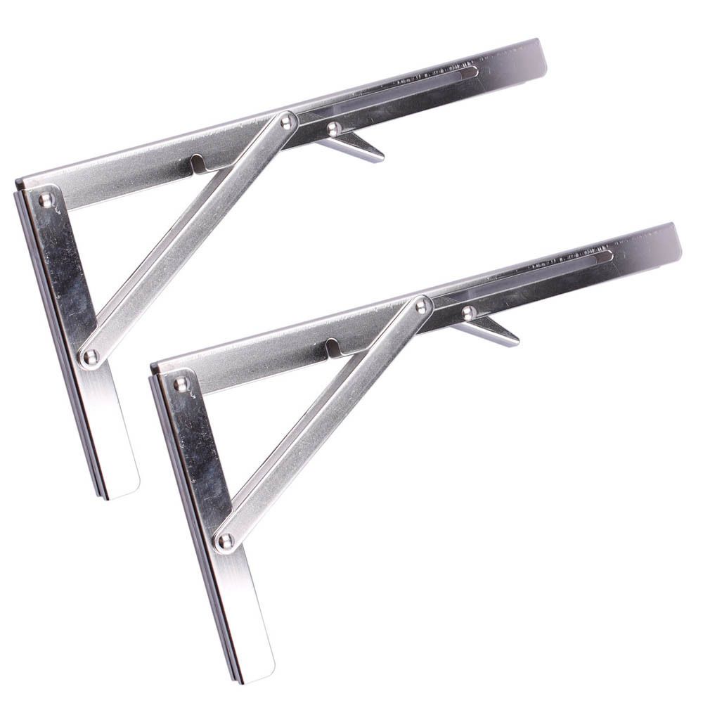 Set Of 2 Stainless Steel Folding Shelf Bench Table Bracket 150kg Load Heavy Duty