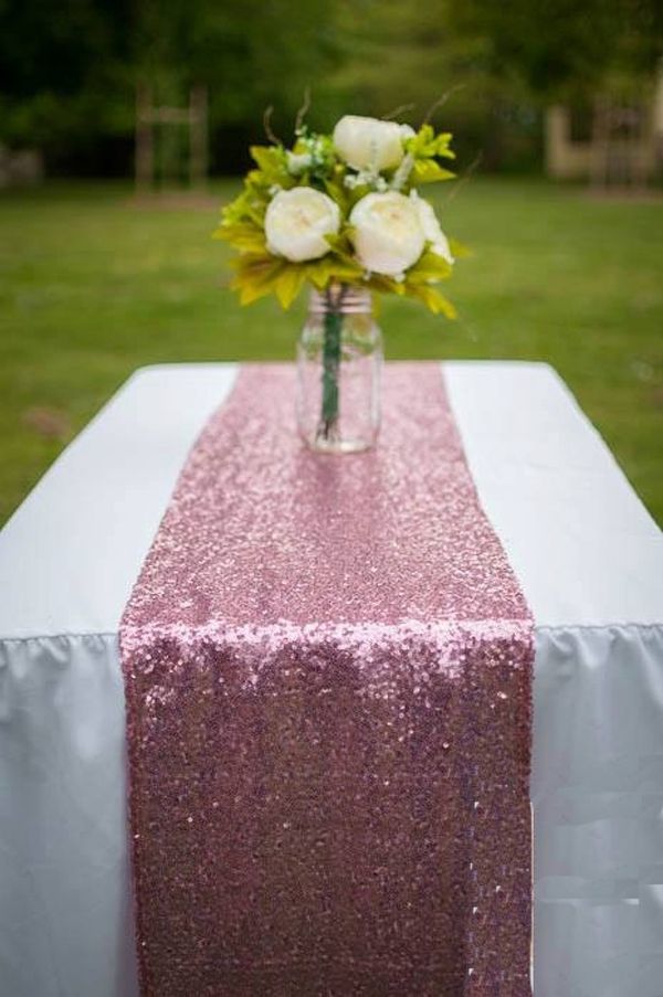 3mm Sequin Table Runner Glitter Pink Gold Flag Party Supplies 3mm Sequin Table Runner Glitter Pink Gold Flag Party Supplies Fabric Decoration For Home Wedding Birthday Baby Shower Spring Runners Striped