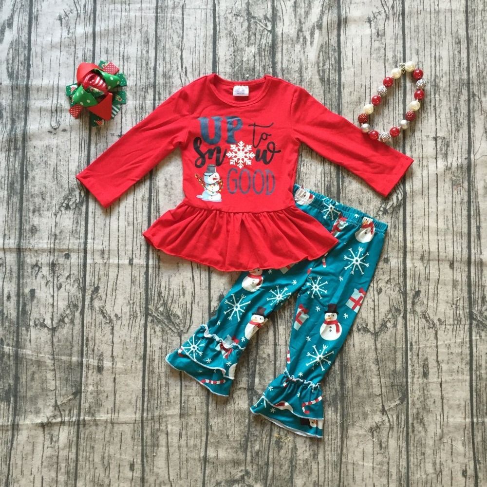 2019 New Christmas Baby Girls Children Clothes Boutique Cotton Up To