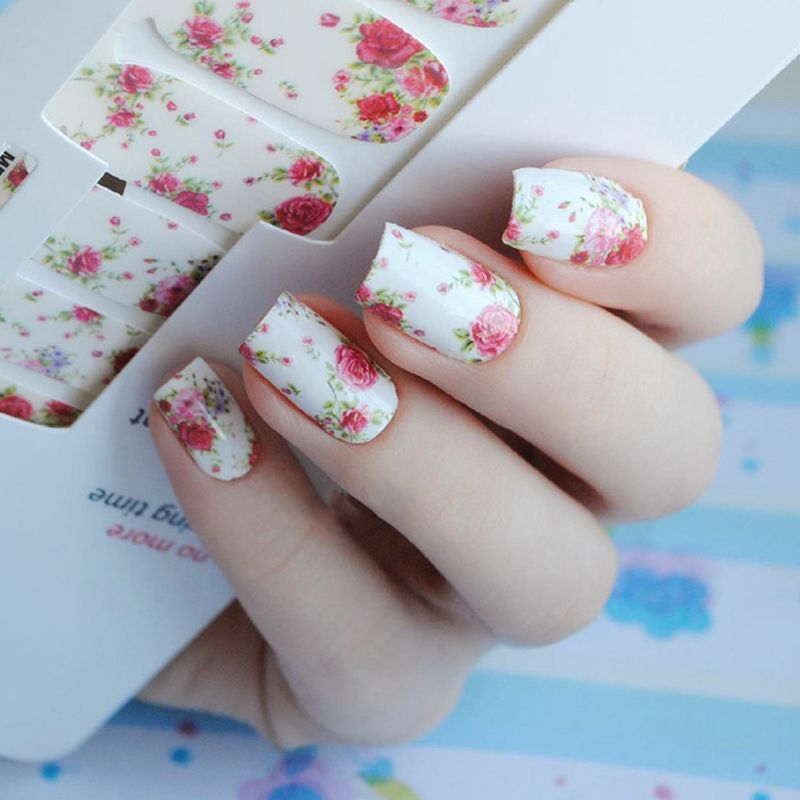 Sheet Flowers Nail Wraps Red Rose Nail Art Full Stickers Born Pretty