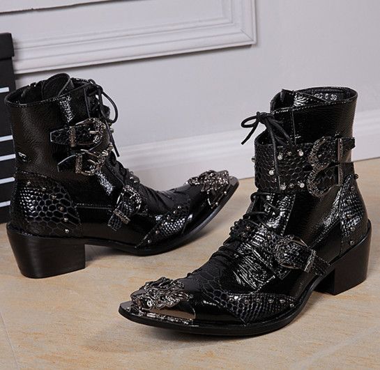 Acquistare Stivaletti Stringati In Metallo Da Uomo In Vera Pelle Stivali Da  Uomo In Vera Pelle Scarpe Oxford Stivali Da Cowboy Alti Uomini Botas  Economico | Consegna Veloce E Qualità | It.Dhgate