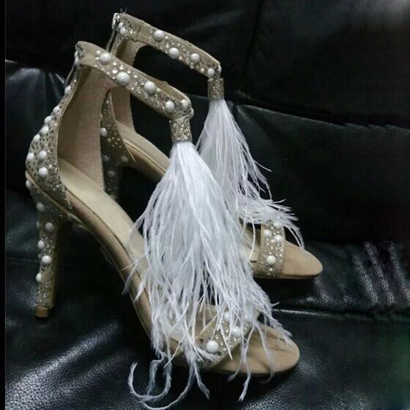 Elegant bianca Pearl Crystal Patchwork Donna Open Toe Sandalos Sexy Elegant bianca Patchwork Pearl Crystal Patchwork bianca Donna Open Toe Sandalos Sexy 2f8498