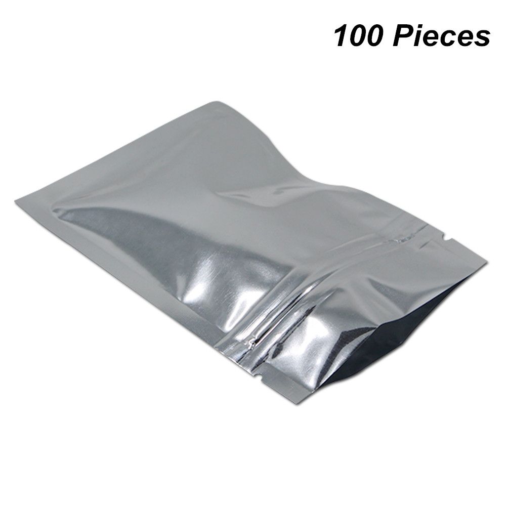 2019 Silver 100 Pack Resealable Foil Mylar Heat Seal Sample Packets