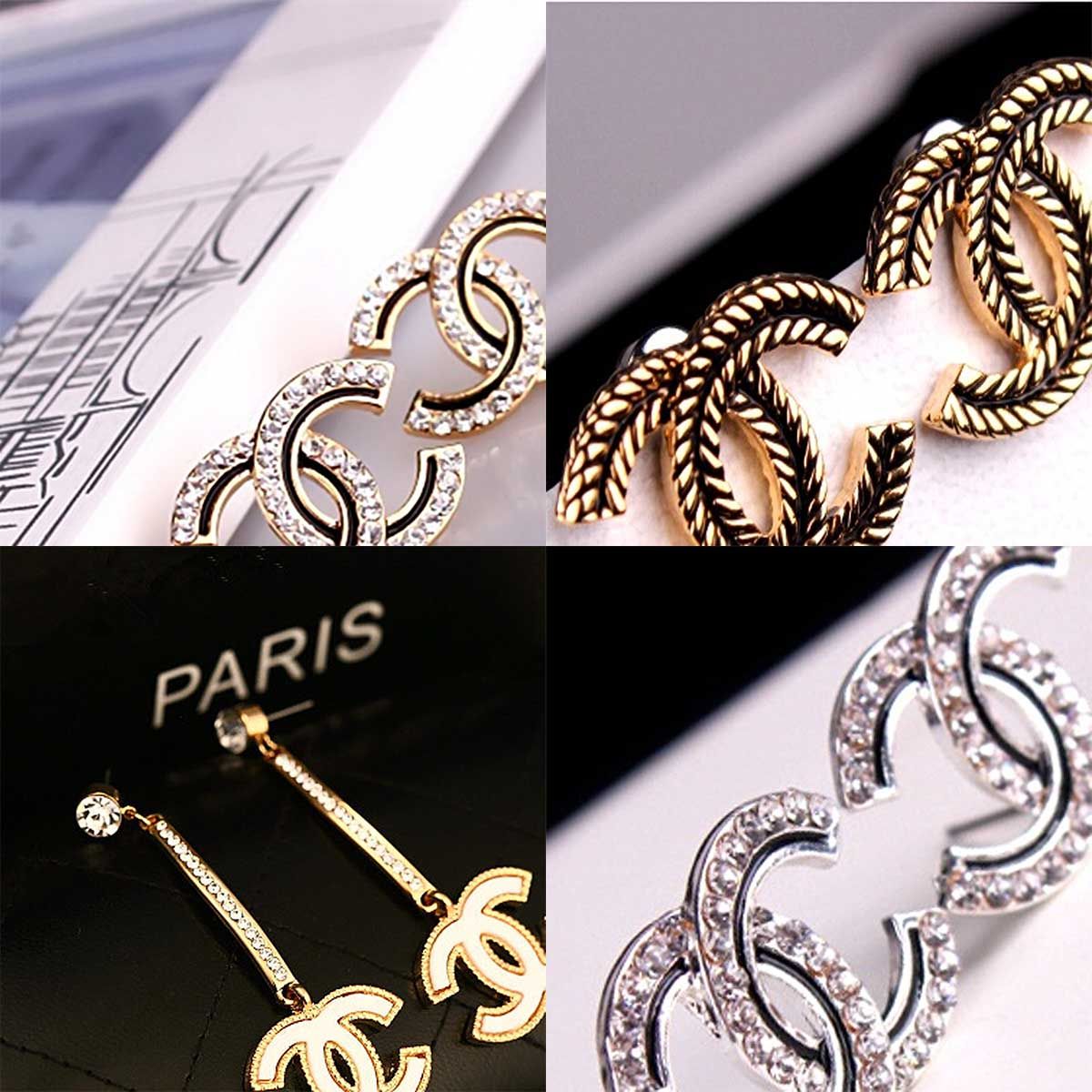 2020 Latest Brand Letters Channel Earrings Crystal Enamel Drop Dangle