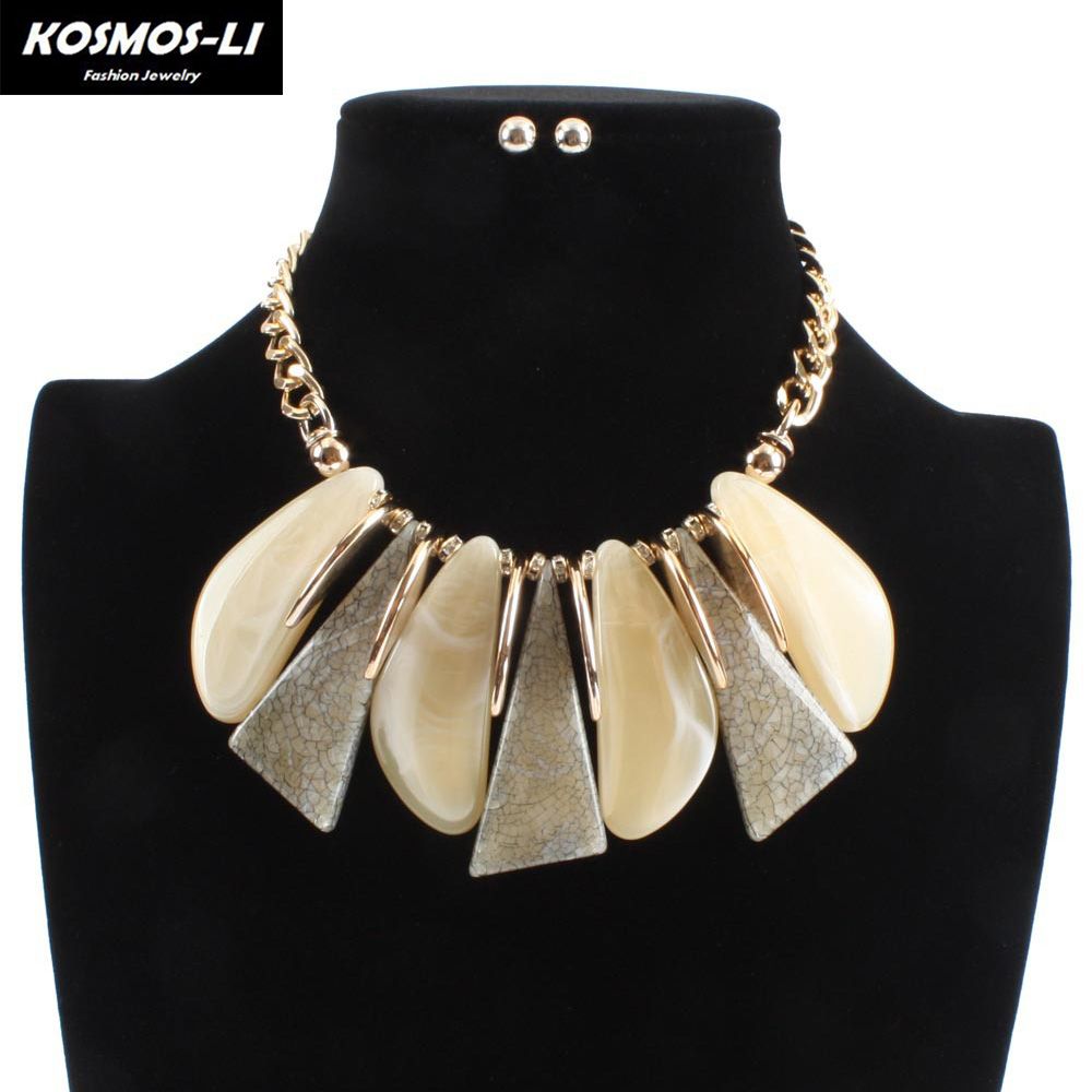 Trendy Women Big Resin Pendant Necklace W