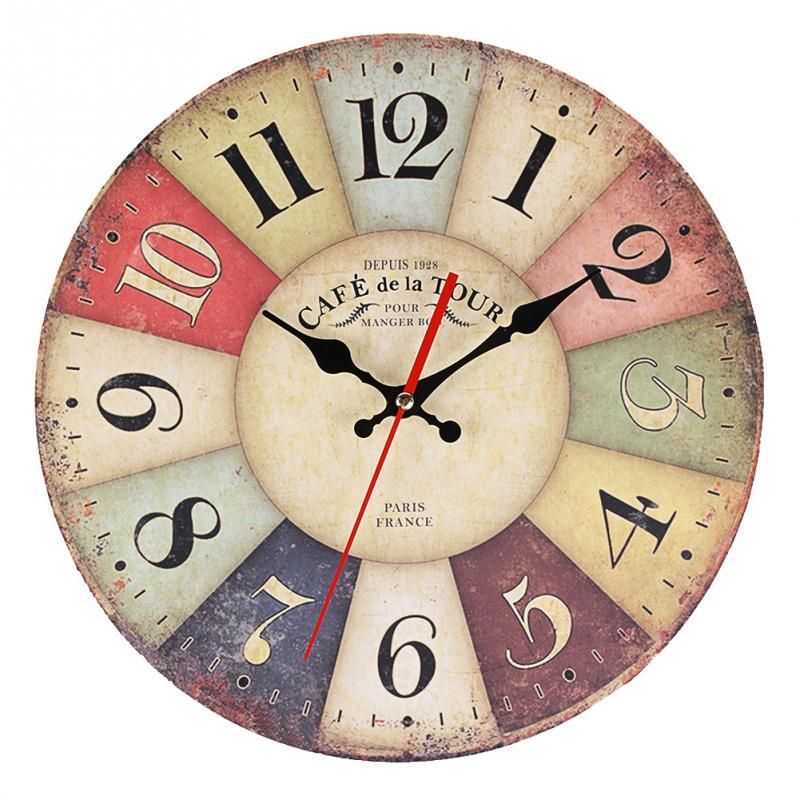 Elegant Round Wood Wall Clock Vintage Large Reloj Antique European Mordern