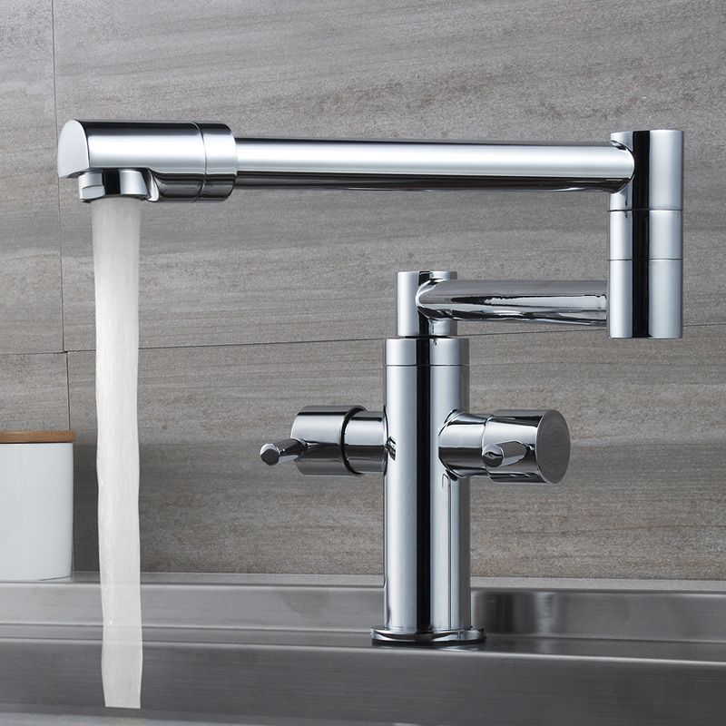 Brass Folding Kitchen Faucets Deck Mounted 360 Swivel Sink Faucet Hot Cold Mixer Tap Chrome Pot Filler 2 Handles