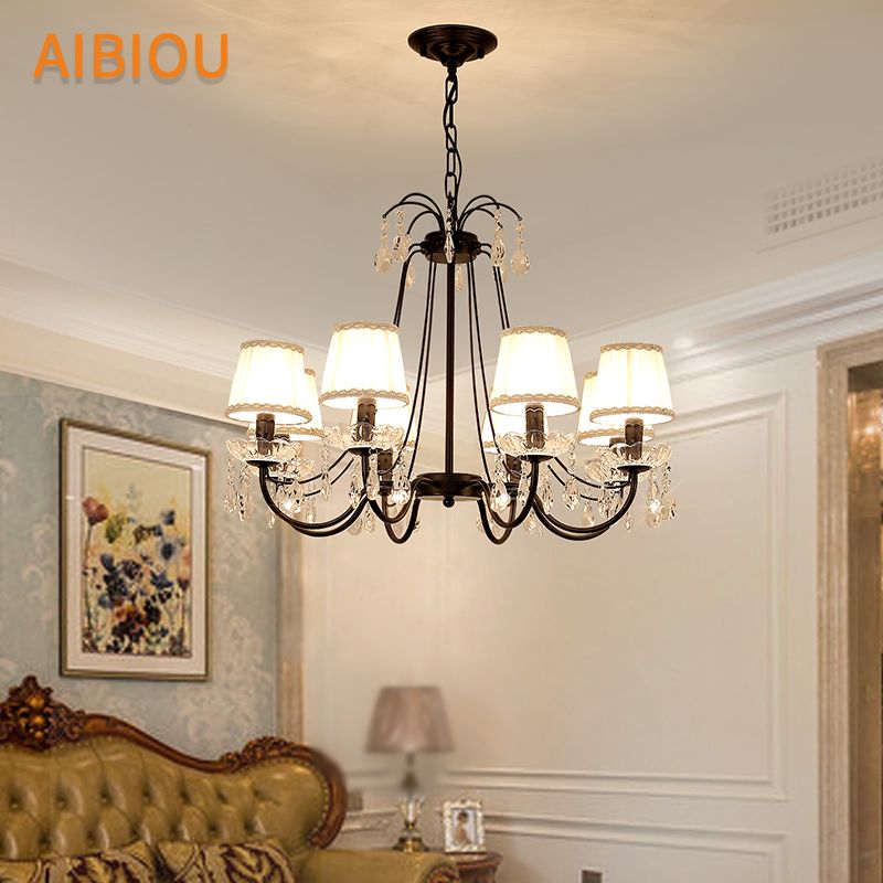 Aibiou Modern Led Chandelier With Fabric Lampshade For Living Room Aibiou Modern Led Chandelier With Fabric Lampshade For Living Room Re Luminaire Hanging Lighting Crystal Bedroom Adjust Lamp Chandeliers
