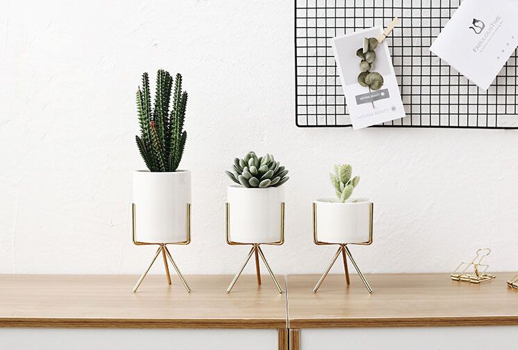 2018 Nordic Fleshy Flower Pot Wrought Iron Vase Simple Frame 2018 Nordic Fleshy Flower Pot Wrought Iron Vase Simple Frame Stand Ceramic Hydroponic Green Planter Set From Homegarden888