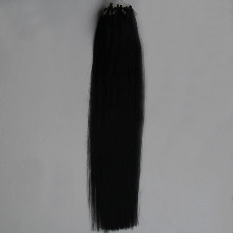 Extensions de cheveux micro de boucle micro brésilienne de noir d'anneau des extensions 100g / pc micro de boucle de cheveux