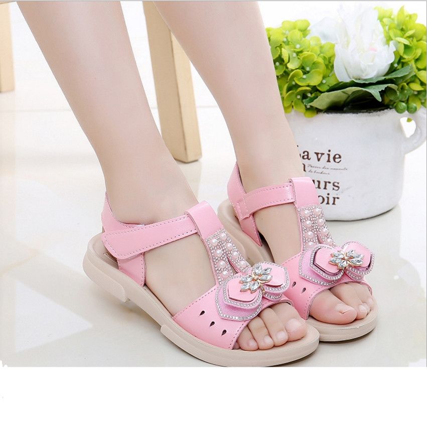 2021 Summer New Sweet Flat Princess Shoes  Girls Sandals  
