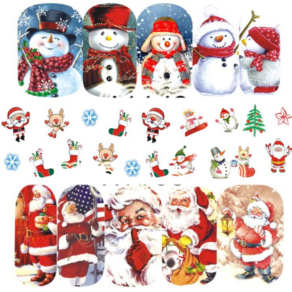 Christmas Snowman Tree Boots Bells Deer Water Transfer Nail Art Sticker Decal Slider Manicure Wraps Tool Tips Jia1129 1176 Diy Nail Decals Nail Design