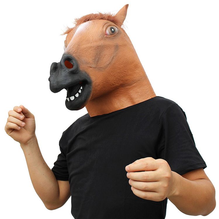 Halloween Creepy Horse Mask Styling Props Ball Party Horse Head Mask Latex Game Funny Party