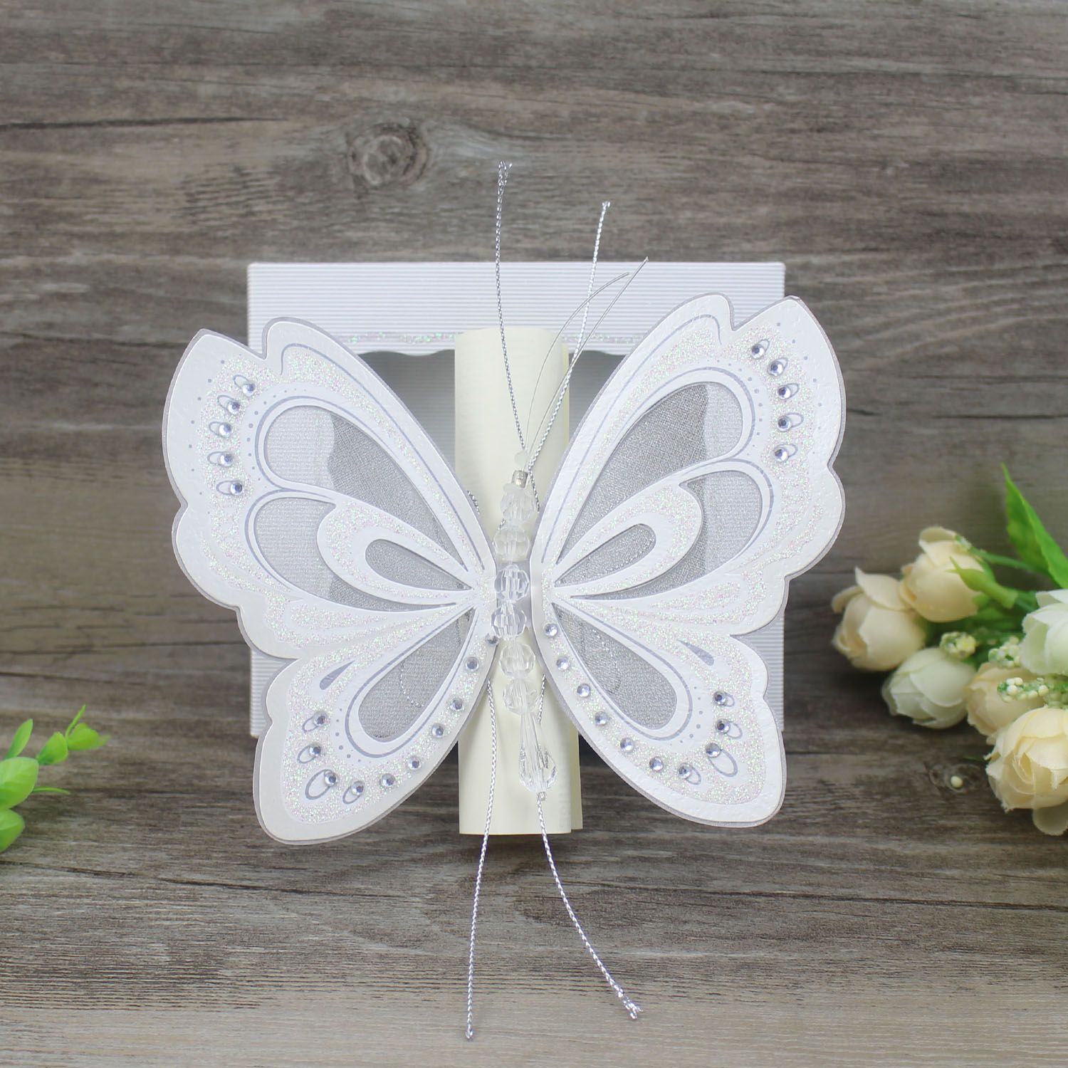 Scroll Wedding Invitation Card Elegant White Pink Butterfly Kids Birthday Party Invitations 3d Pop Up Cards With Box Christmas Birthday Cards Christmas Card