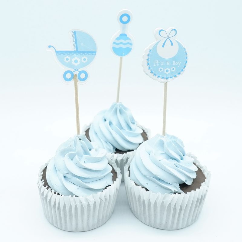18pcs Baby Shower Cupcake Toppers Picks Blue Its A Boy Carriage Nipple Kids Birthday Party Favors Decoration Supplies 18pcs Baby Shower Cupcake Toppers Picks Blue Its A Boy Carriage Nipple Kids Birthday Party Favors Decoration Supplies