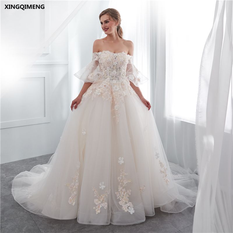 compre vestido de novia atractivo marfil precioso con cuentas de