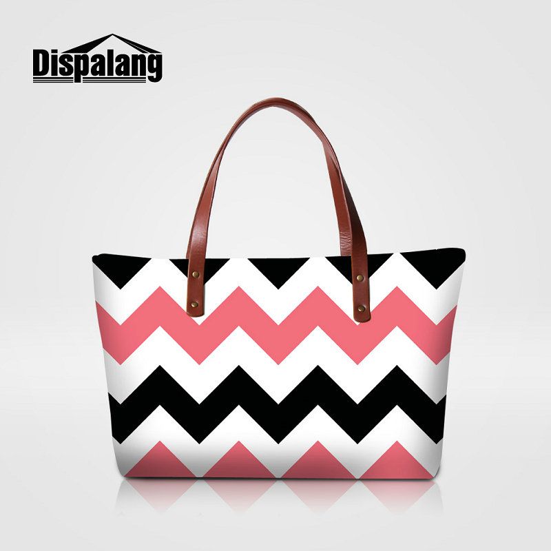 Neoprene Women Shoulder Bags 3d Printing Striped Lady Wedding Tote