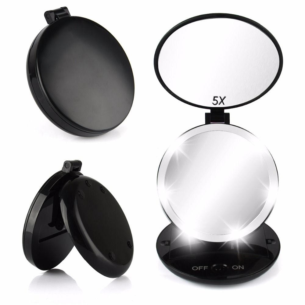 Nosii Round Cordless Led 1x 5x Magnifying Stand Mirror Cosmetic Vanity