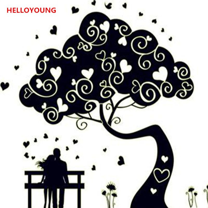 luminous abstract tree wall sticker glow in the dark art mural