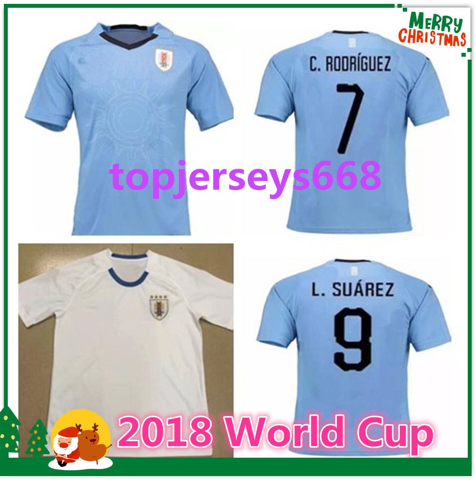 Großhandel Uruguay 1819 Suarez Fußball Trikots 2018 Weltmeisterschaft D Godin E Cavani Uruguay Hauptfußballhemd J M Giménez De Arrascaeta Fußball Jerseys