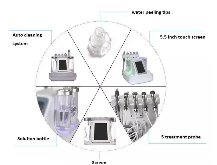 5 일 히드라 더마 브레이 젼 초음파 RF 바이오 리프팅 콜드 망치 얼굴 기계 하이드로 미세 박피술 물 박피술 기계에