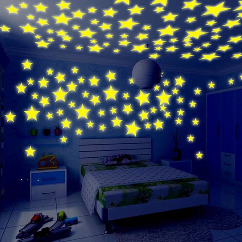 kids bedroom stars wall stickers beautiful fluorescent glow in the