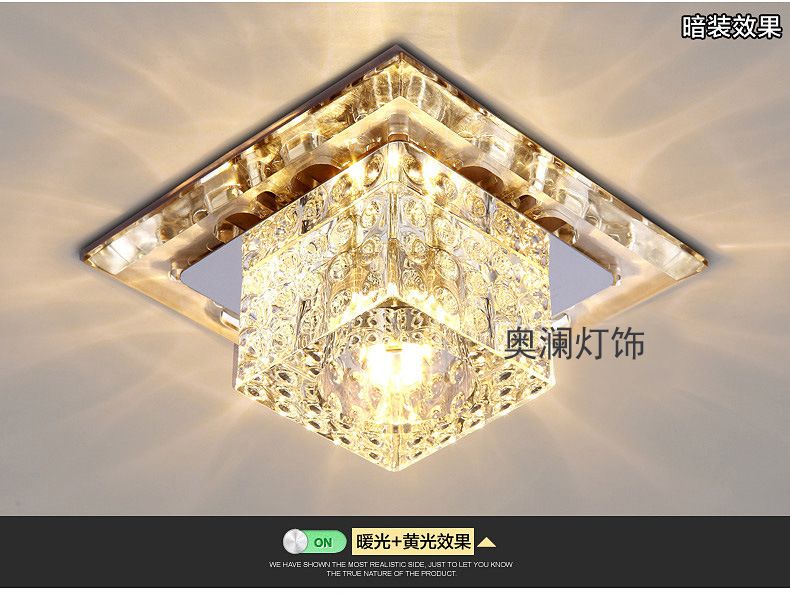 Modern Crystal Ceiling Light Square K9 Crystal Lamp Ac90v 260v Living Room Bedroom Lamp Lighting Fixtures Aisle Lights Wcl034