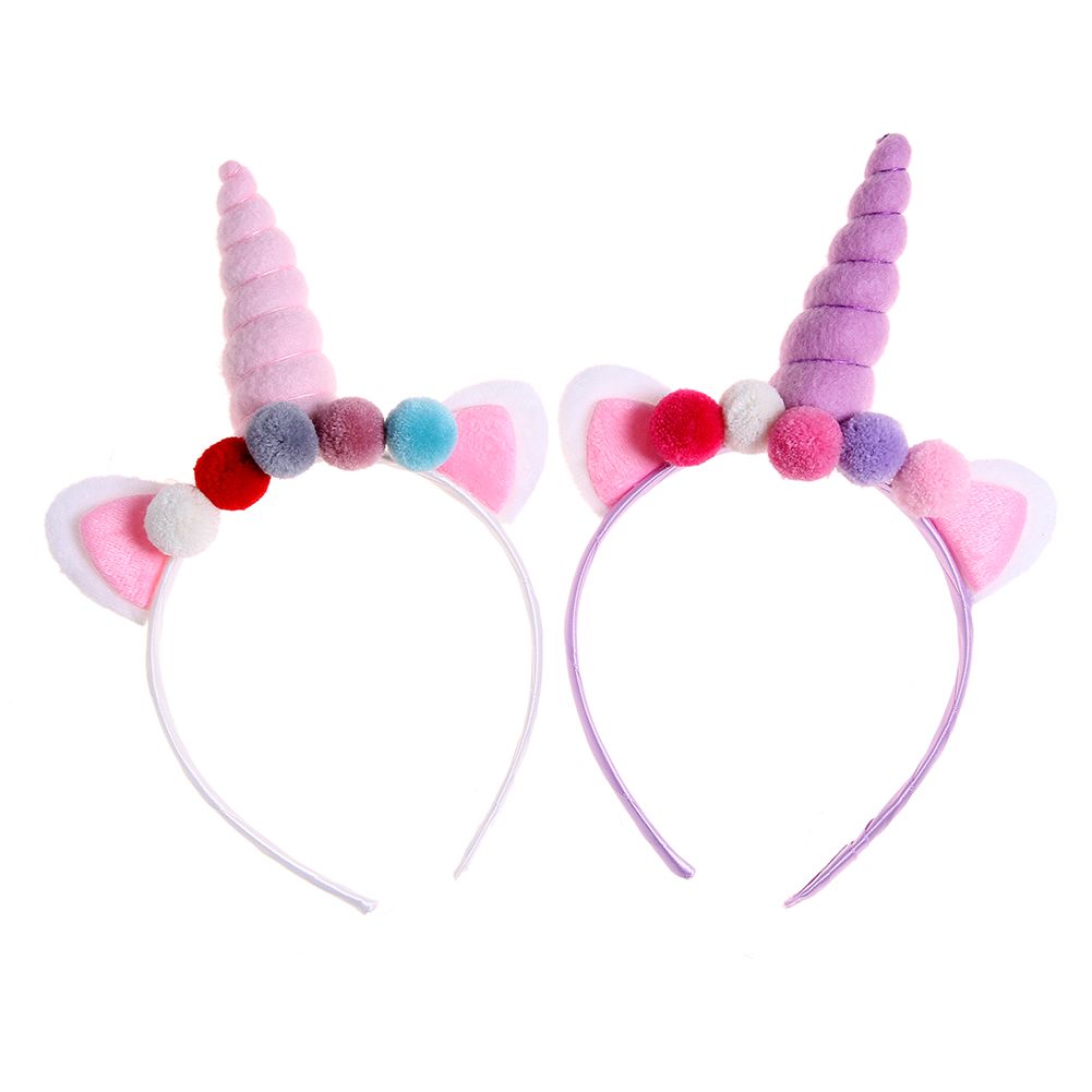 pink purple felt padded unicorn horn headband cat ears hair band with mini  pom pom for kids unicorn birthday party decoration kidocheese