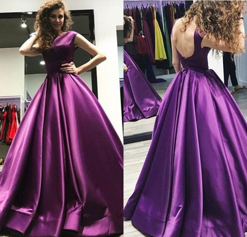 Purple Floor Length Evening Dress